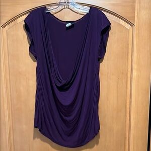 Draped Plum Blouse with Cowl Neckline